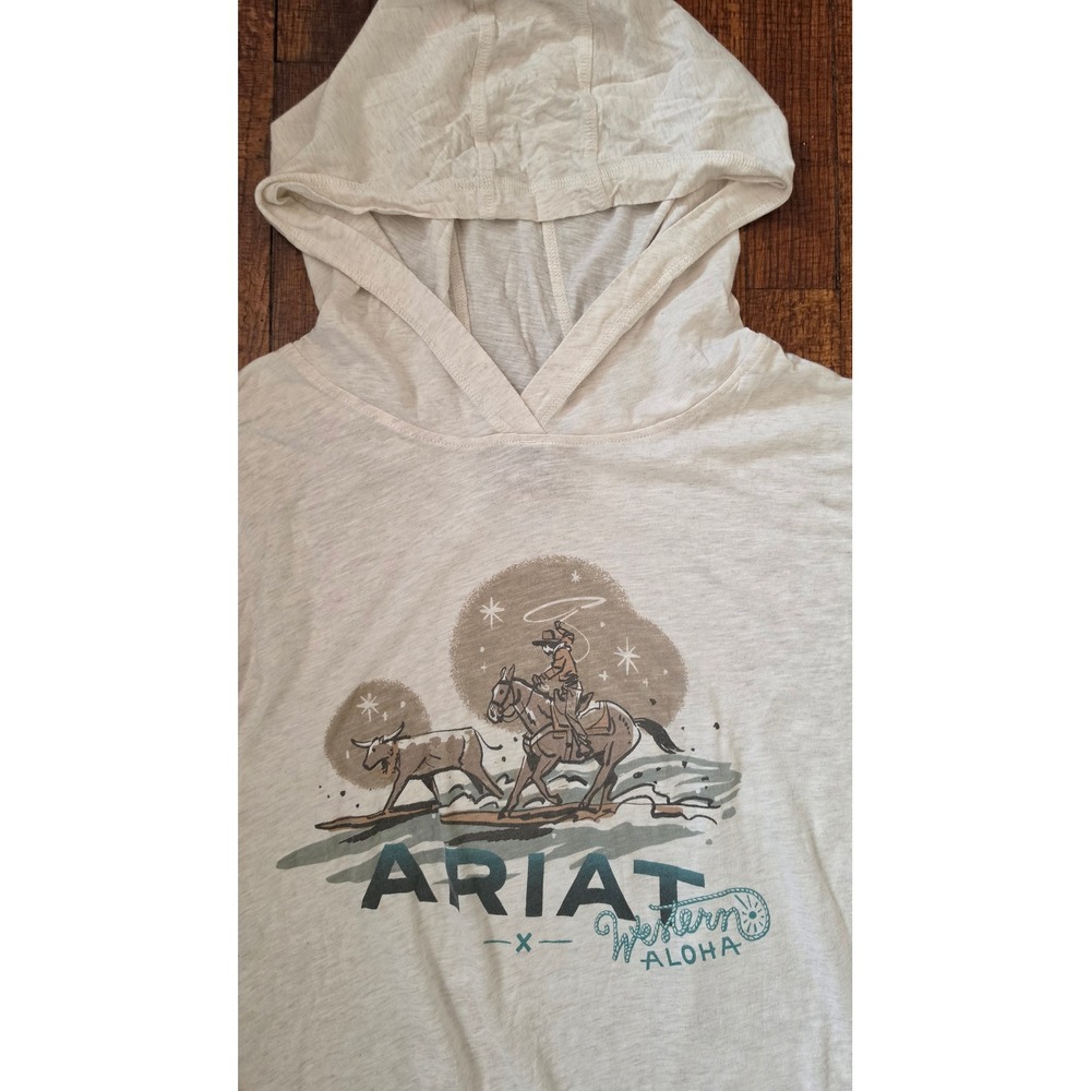 Ariat Western Aloha Surf Cowboy Horse Print Lightweight Cotton blend Hoodie XXL - Picture 8 of 8